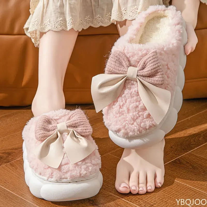 Women's Butterfly Cotton Slippers – Warm Thick Sole Indoor