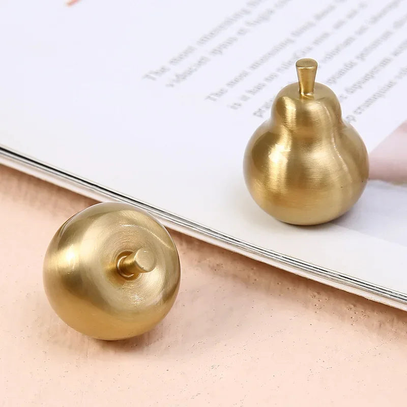 Apple-Shaped Brass Cabinet Knobs | Copper Drawer Pulls Pair