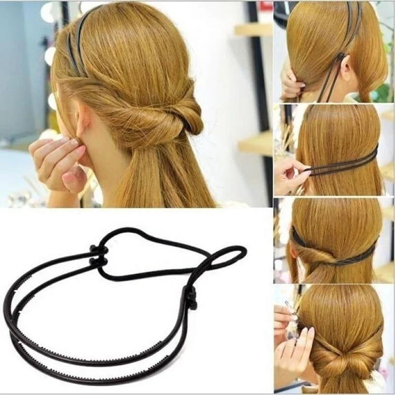 Fashion Women Girl Double Layer Adjustable Head Hair Hoop Elastic