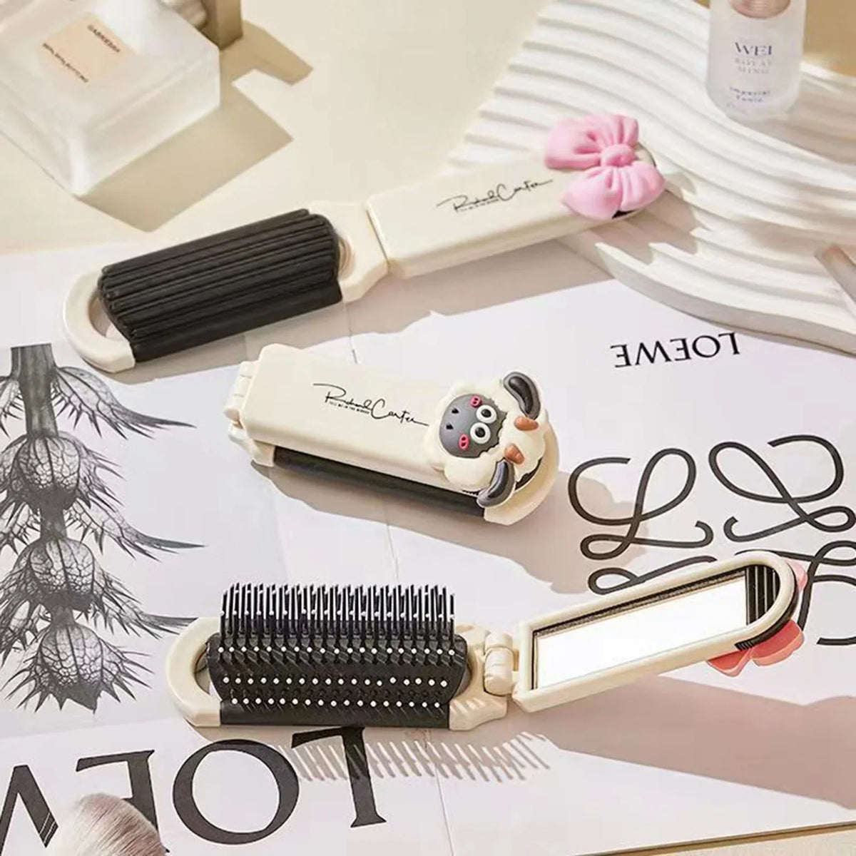 Folding Pocket Hair Comb with Mirror | Travel Styling Tool