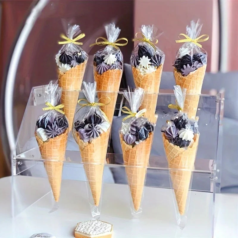 100 Clear Treat Bags with Gold Twist Ties | Party Favor Bags