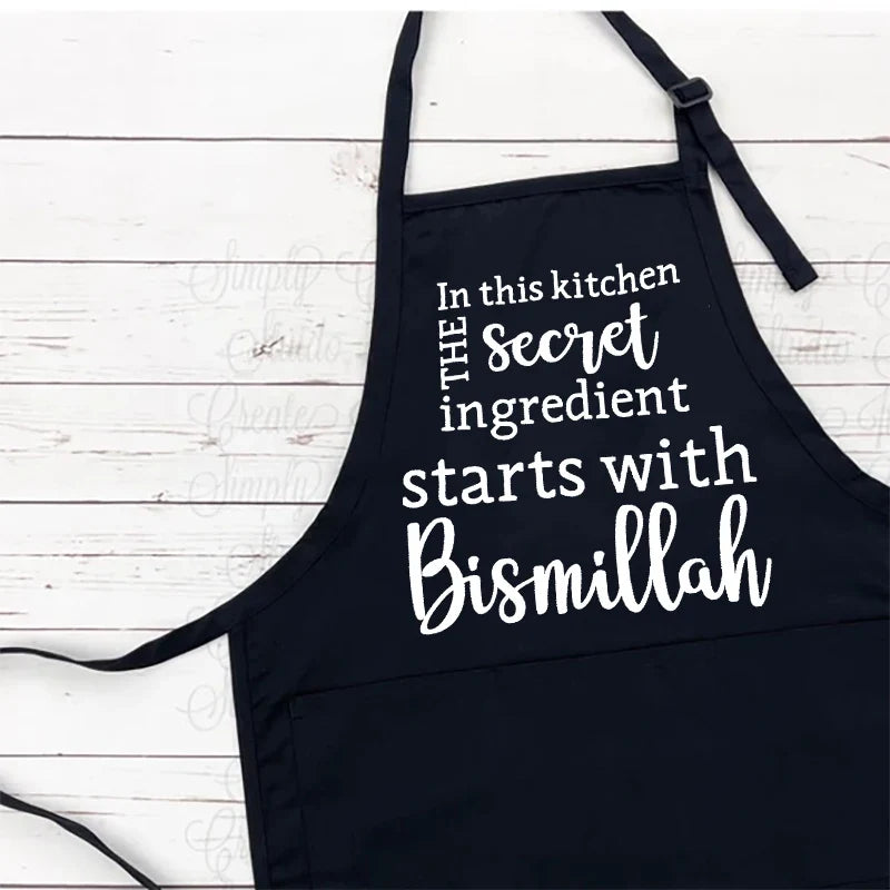 Bismillah Black Kitchen Apron | Eid & Ramadan Gift