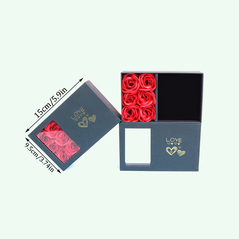 Rose Box Eternal Flower Ring Pendant Earrings Necklace Jewelry 6