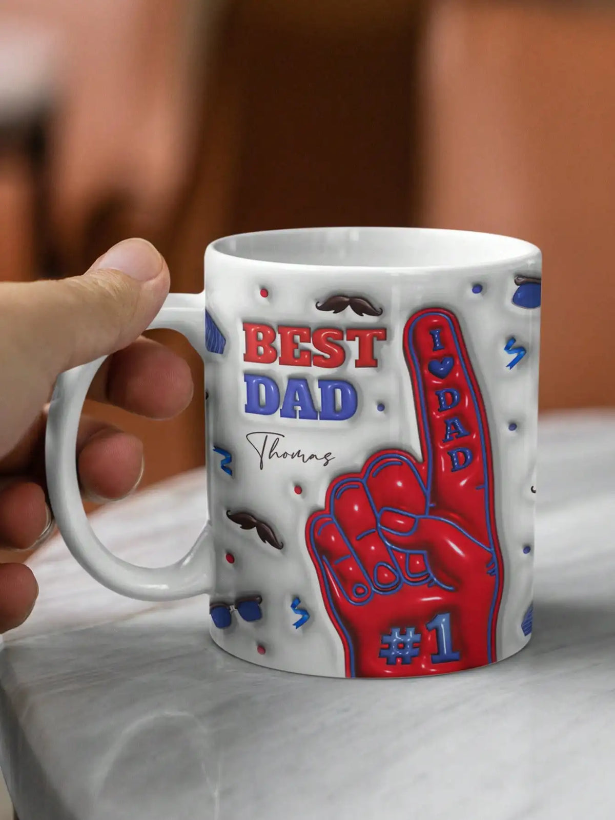 Personalized 3D Dad Mug – Custom Photo & Name Coffee Cup