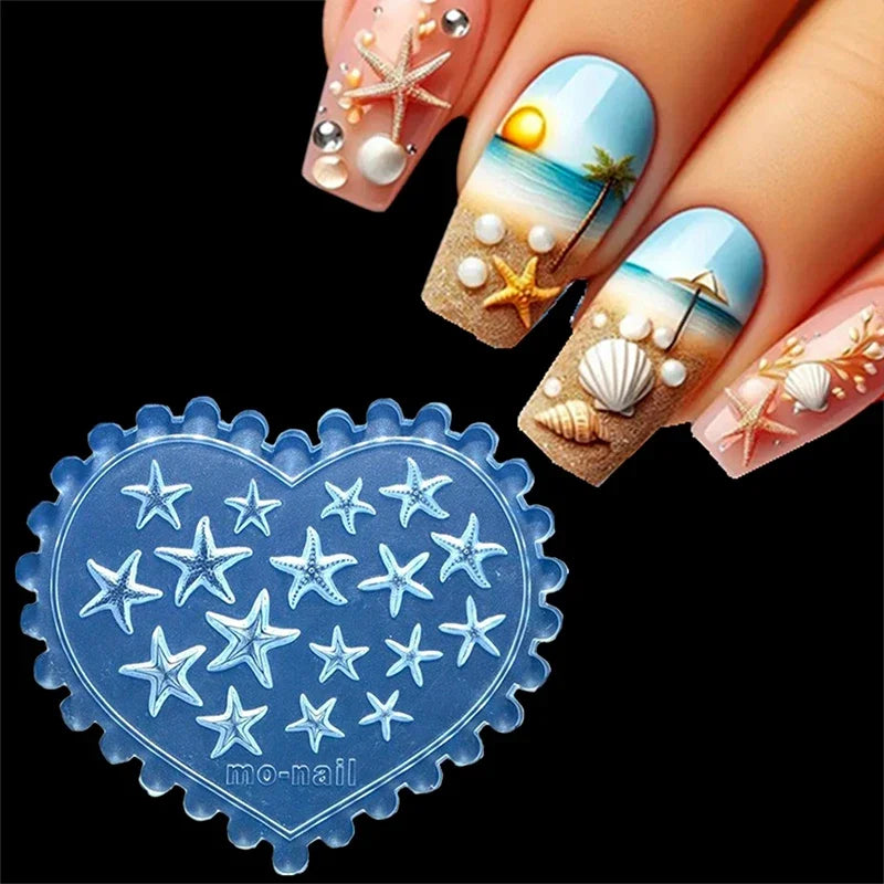 3D Starfish Silicone Nail Art Mold – Summer Manicure Stencil
