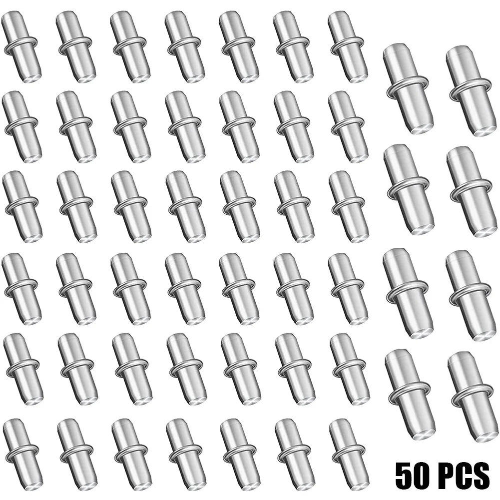 50-Pack Nickel-Plated 5mm Shelf Support Pegs for Cabinets