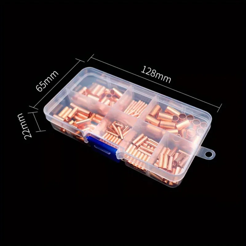 250pcs Copper Connecting Pipe Kit – Wire Joints & Cable Lugs