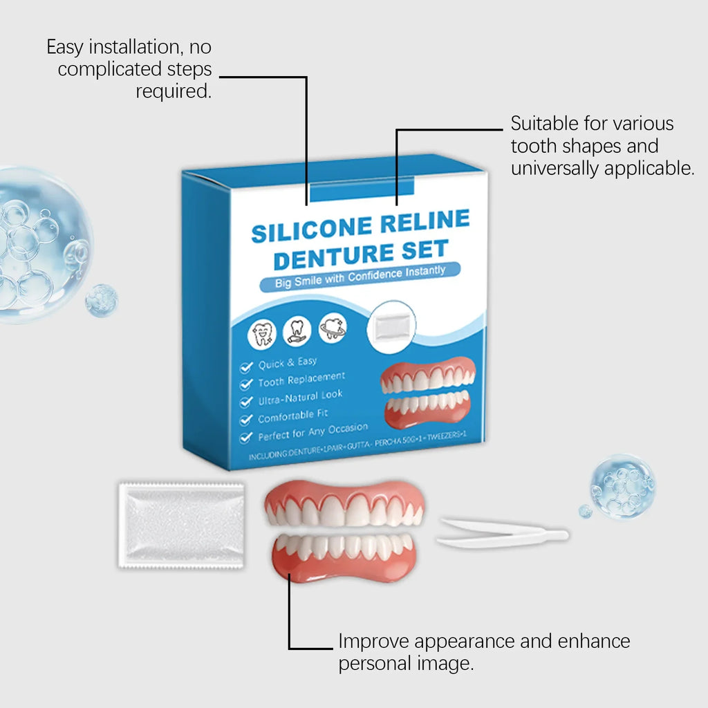 Silicone Reline Denture Set – Natural Fit Fake Teeth Kit