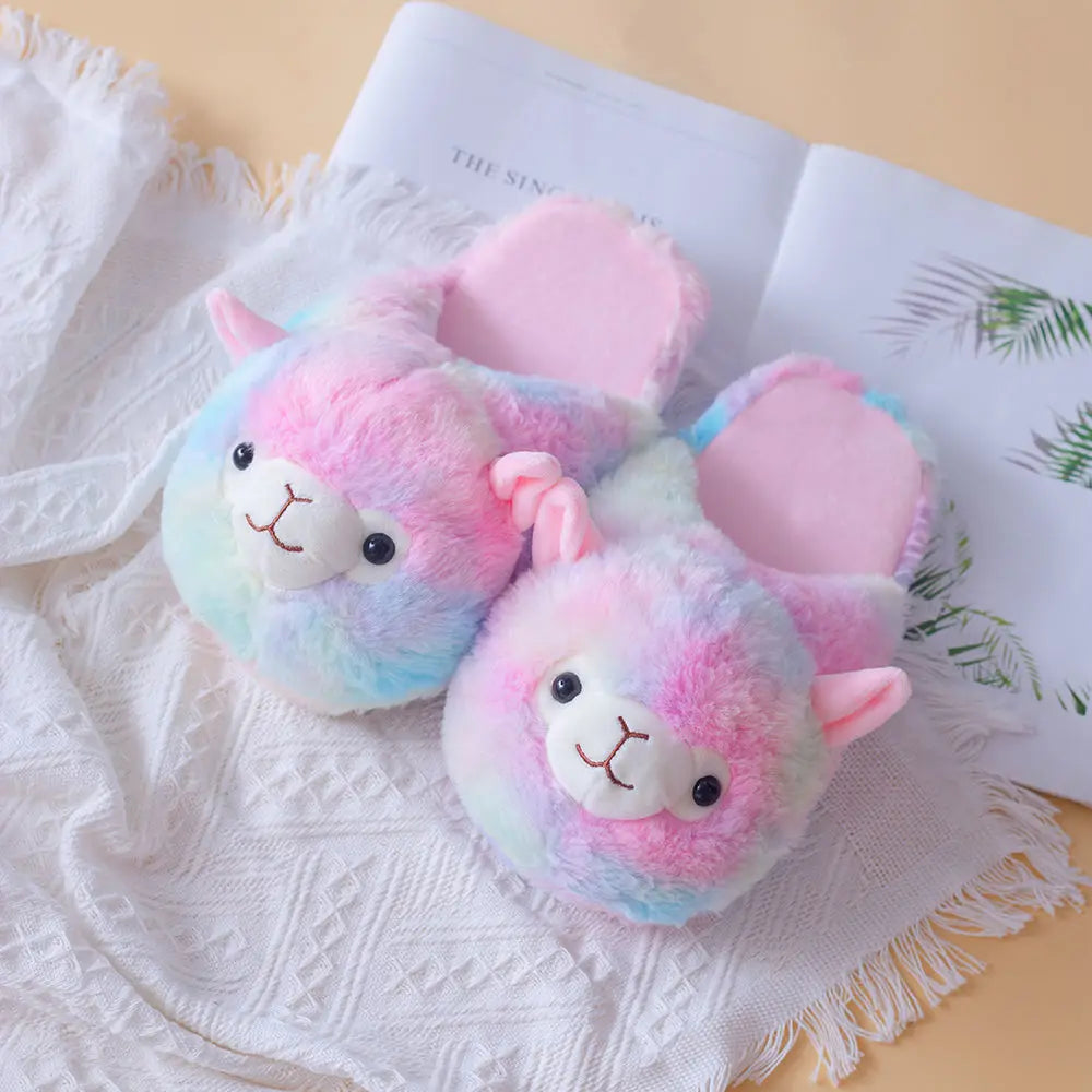 Cute Animal Fluffy Slippers – Women's Winter Cartoon Fur Slides