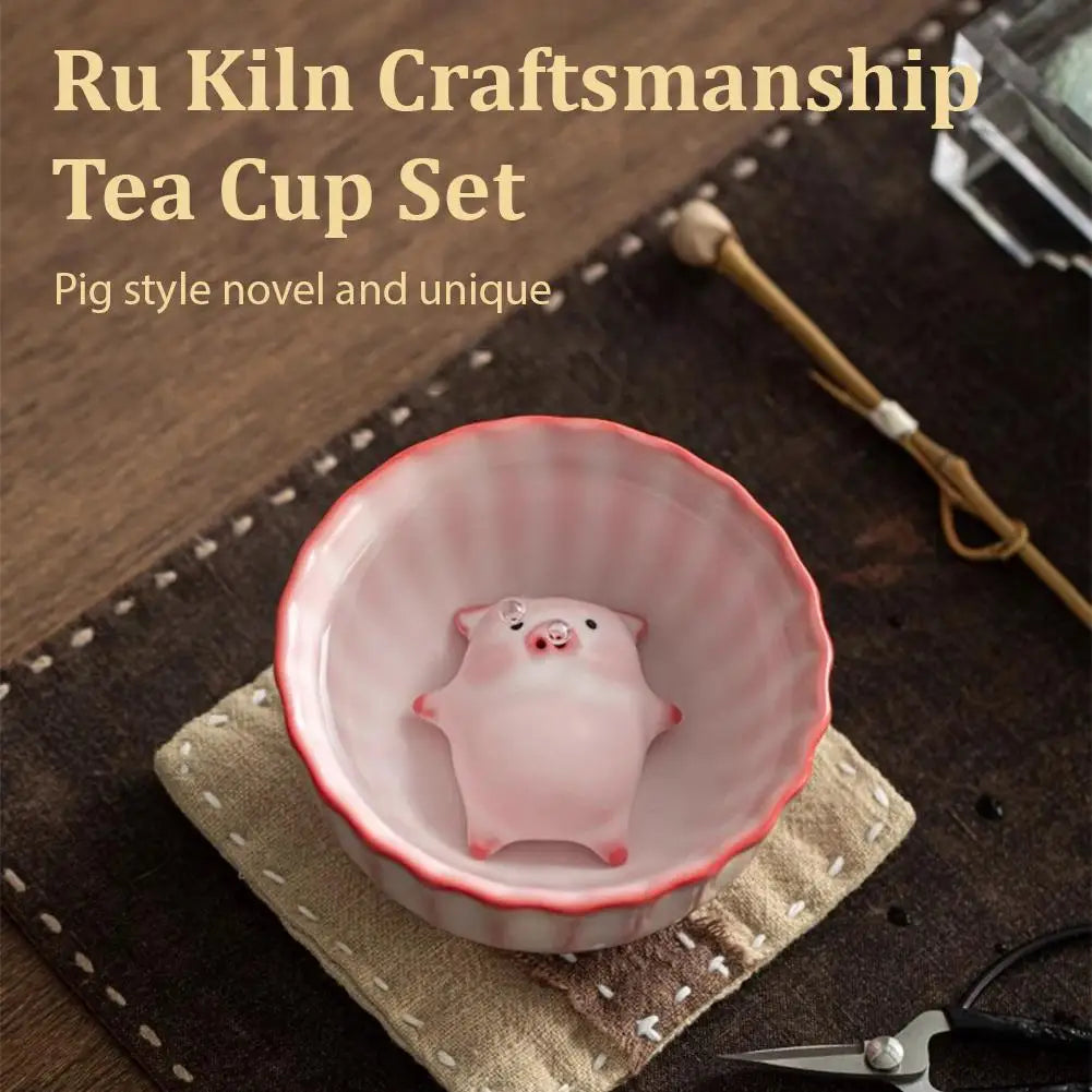 Ceramic Bubble-Blowing Pig Tea Cup Set – Fun Tea Pet Gift