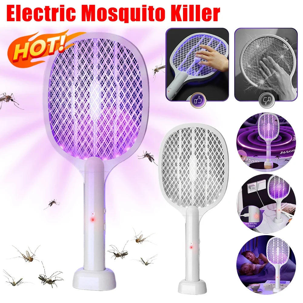 2-in-1 Electric Mosquito Swatter Killer USB Rechargeable Angle