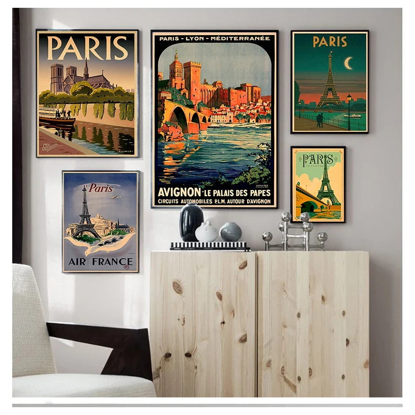 Paris France Vintage Canvas Wall Art Poster | Unframed Print