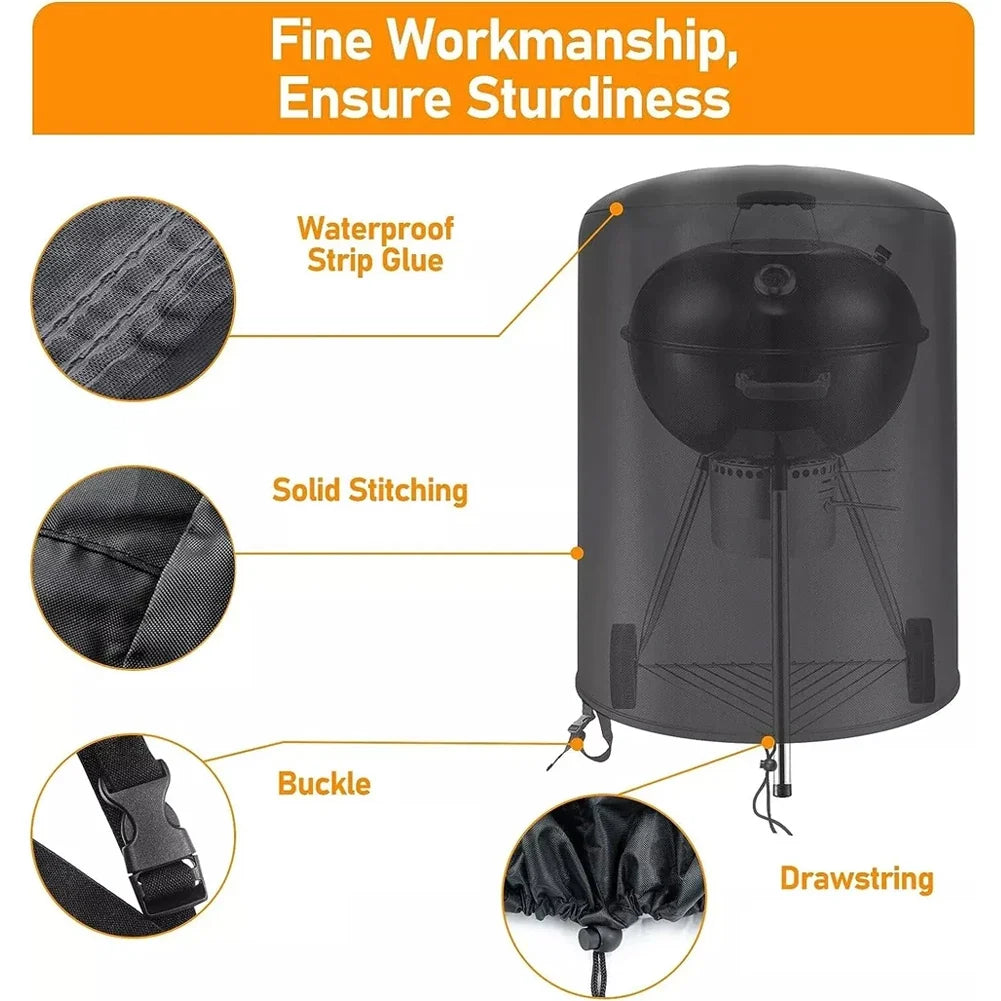 Round Grill Cover Outdoor Dustproof Kettle BBQ Raweao Weber