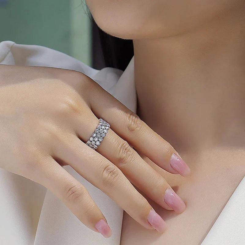 Huitan Silver Cubic Zirconia Wedding Band Ring | Women's