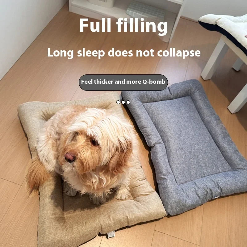 Square Dog Bed All-season Pet Cat Summer Cotton Linen Breathable Mat