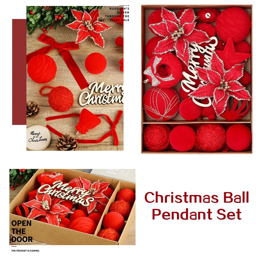 38-Piece Velvet Christmas Ball Ornaments – Mixed Color Set