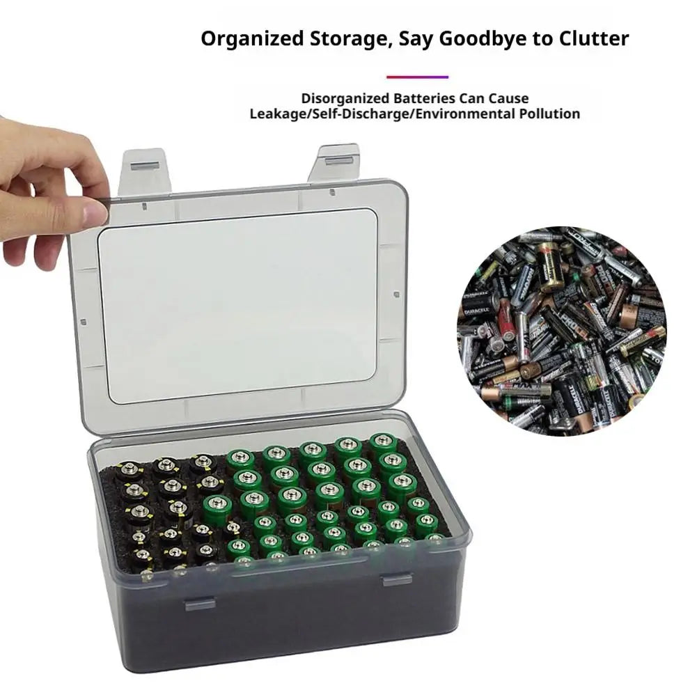 AA AAA Battery Storage Case – 54-Slot Organizer Box