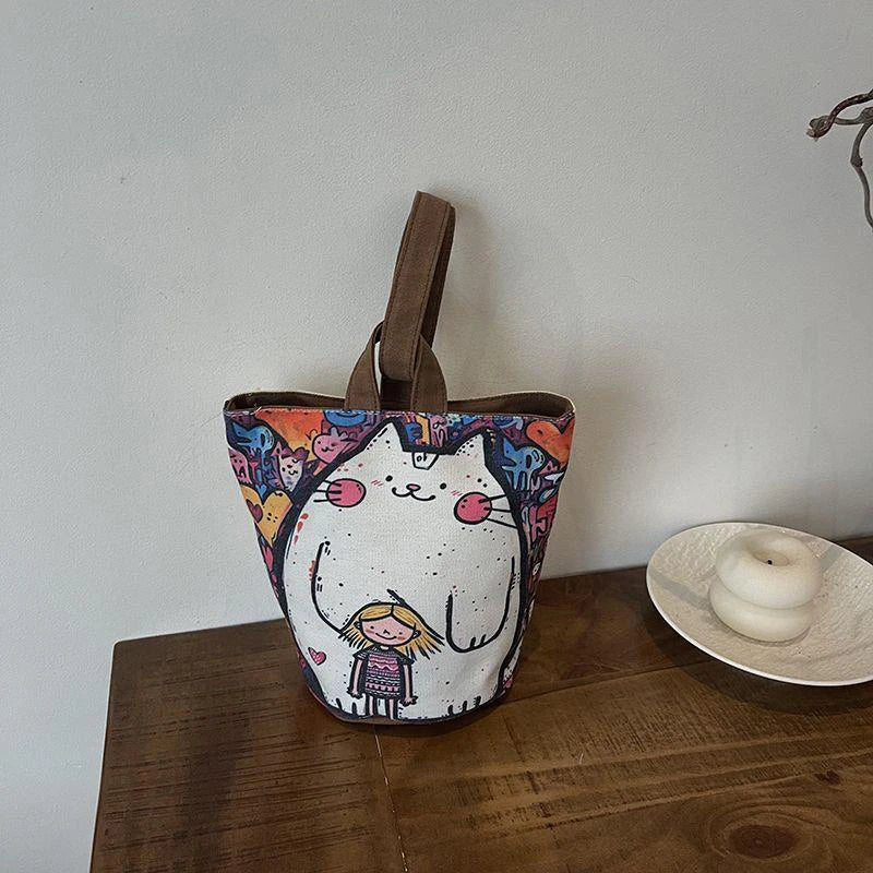 JETTING Canvas Bucket Bag – Cute Women's Casual Handbag