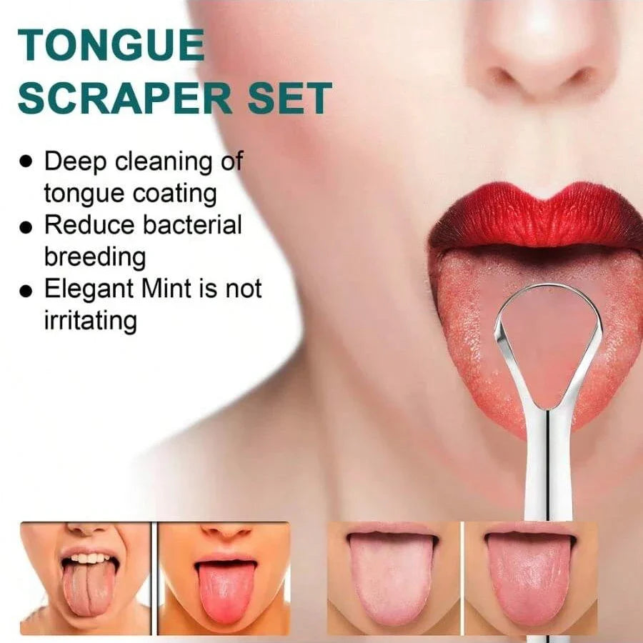 Stainless Steel Tongue Scraper for Adults – 3 Pack
