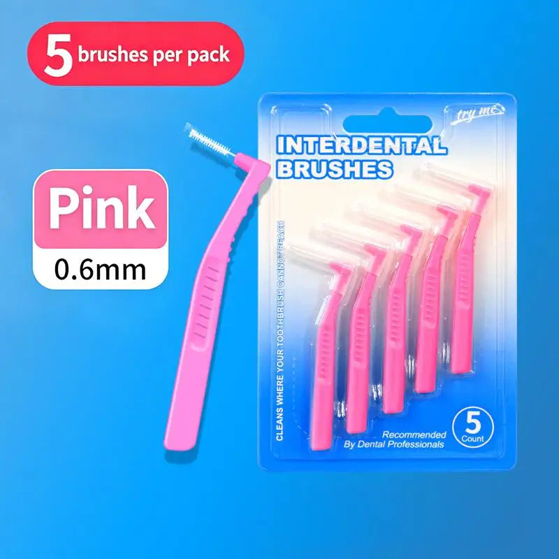 L-Shaped Interdental Brushes – Soft Bristle Travel Set (2/5 Pcs)