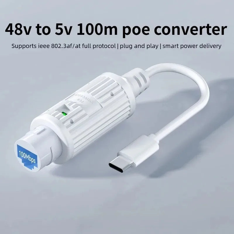 PoE to USB-C Converter – RJ45 5V/2A Type-C Output IEEE802.3af/at