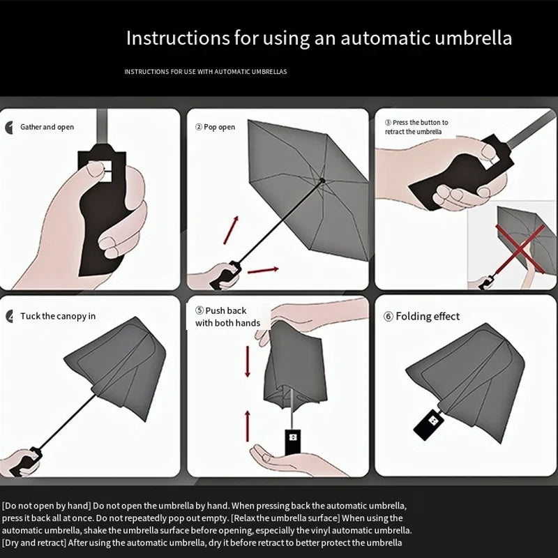 Automatic Windproof Folding Umbrella – 10 Rib Double Layer