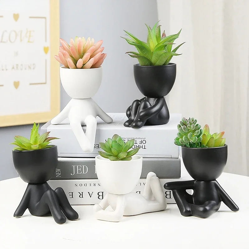 Creative Cute Imitation Humanoid Ceramic Flower Pot Succulent Planter