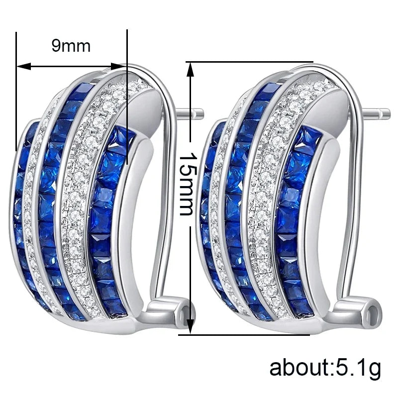 Huitan Cubic Zirconia Hoop Stud Earrings – Elegant Women's Jewelry