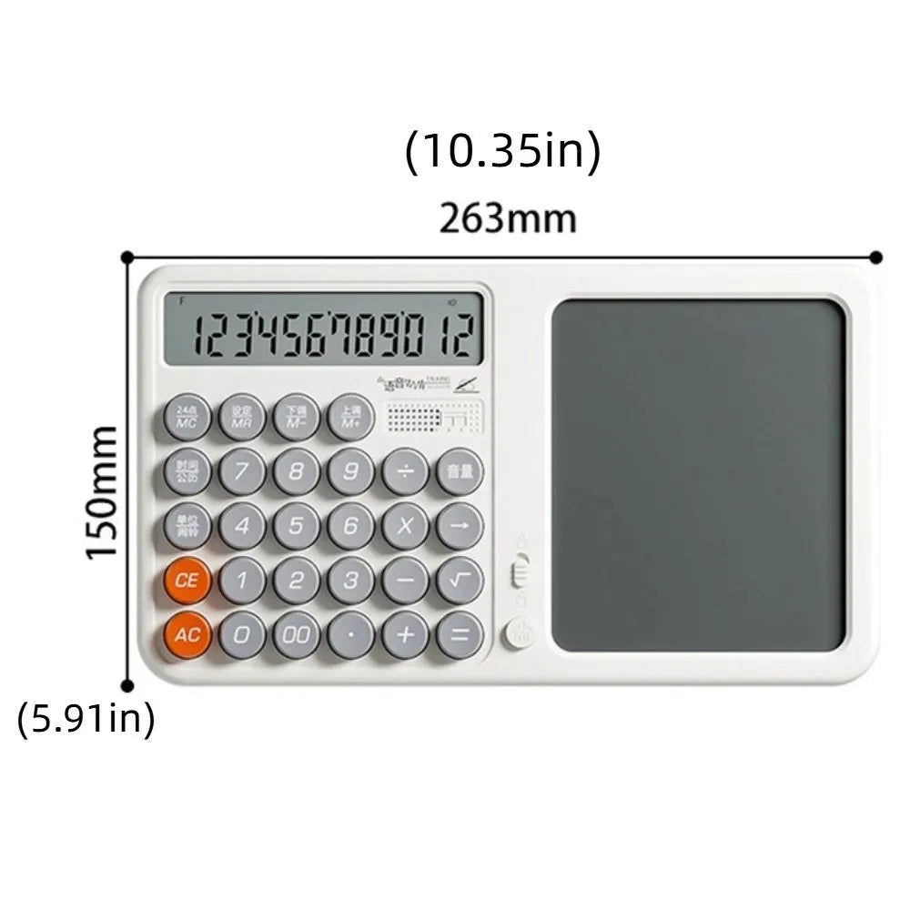 Large Display Calculator with Notepad, Voice & Erasable Writing Pad