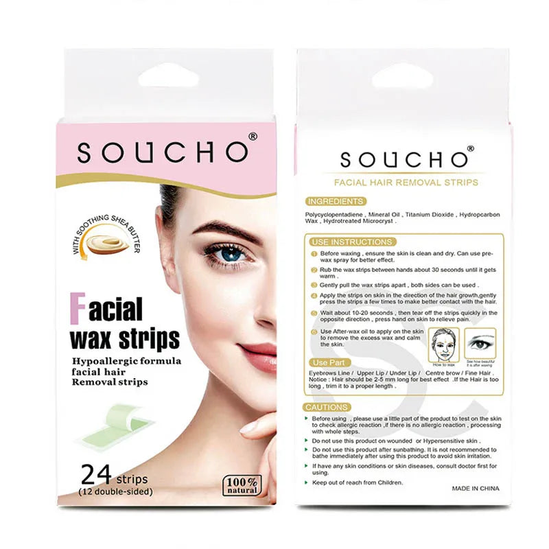 Non-Woven Depilatory Wax Strips – Face & Body Hair Removal