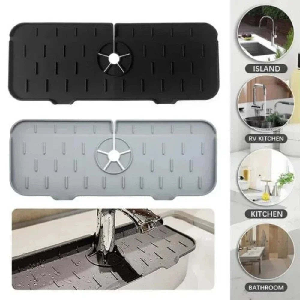 Silicone Faucet Mat – Kitchen Sink Splash Guard & Drain Rack
