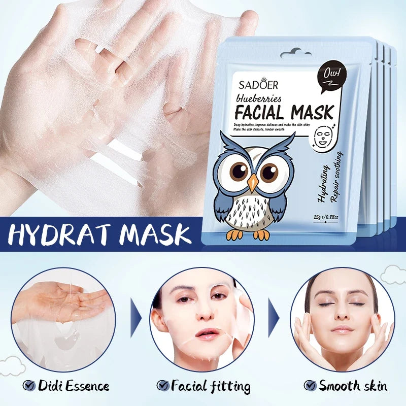 SADOER Fruit Face Mask 5-Pack – Hydrating & Anti-Wrinkle