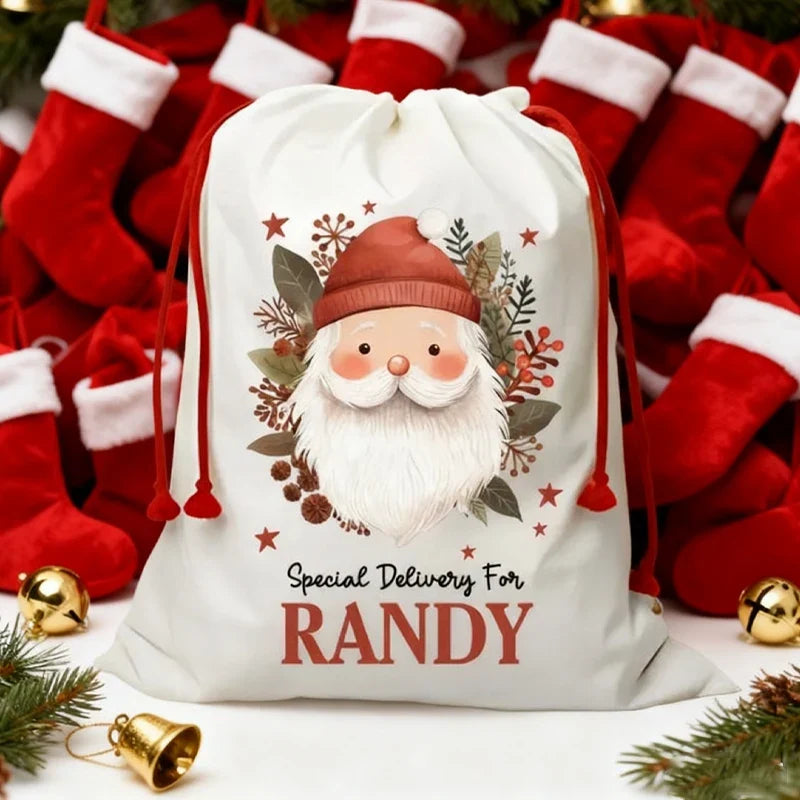 Personalized Santa Sack | Custom Christmas Drawstring Gift Bag