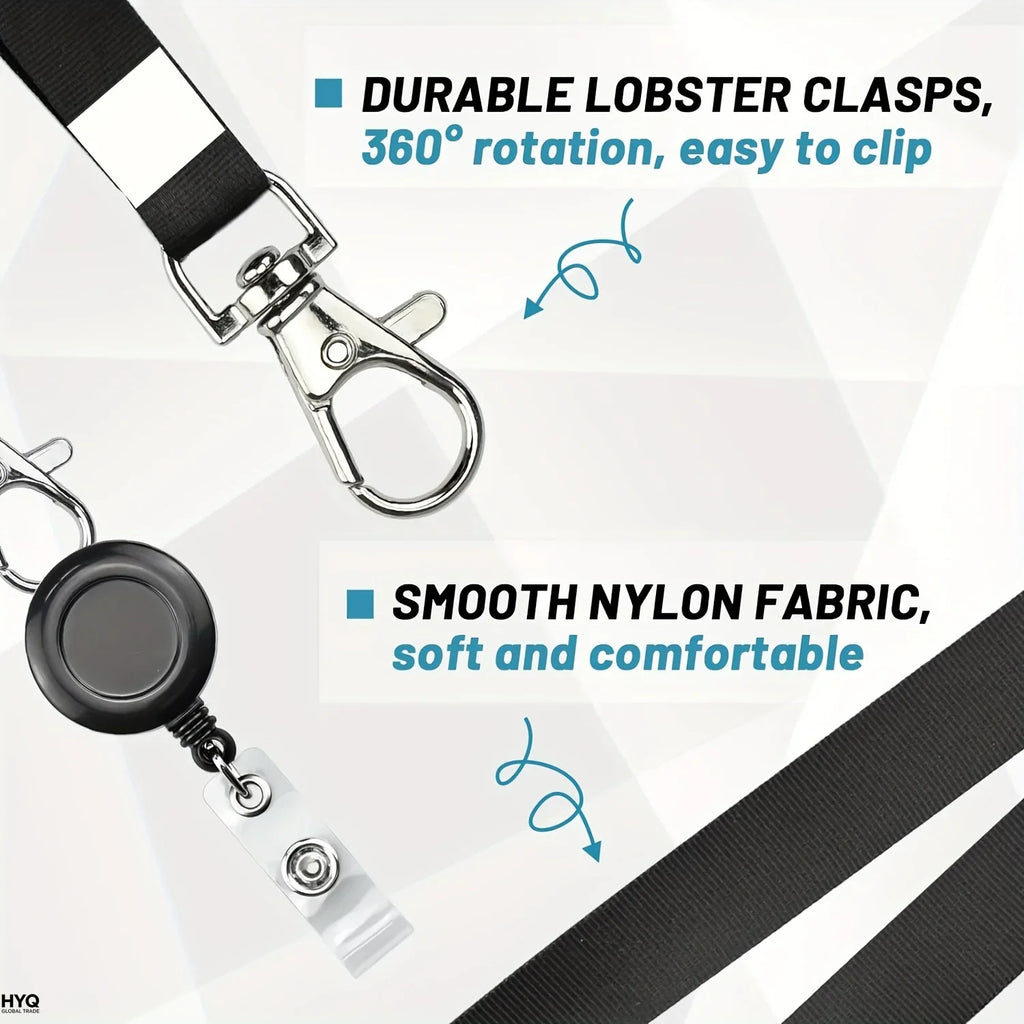 Black Retractable Badge Reel Lobster Clasp Waterproof PVC Card Holder