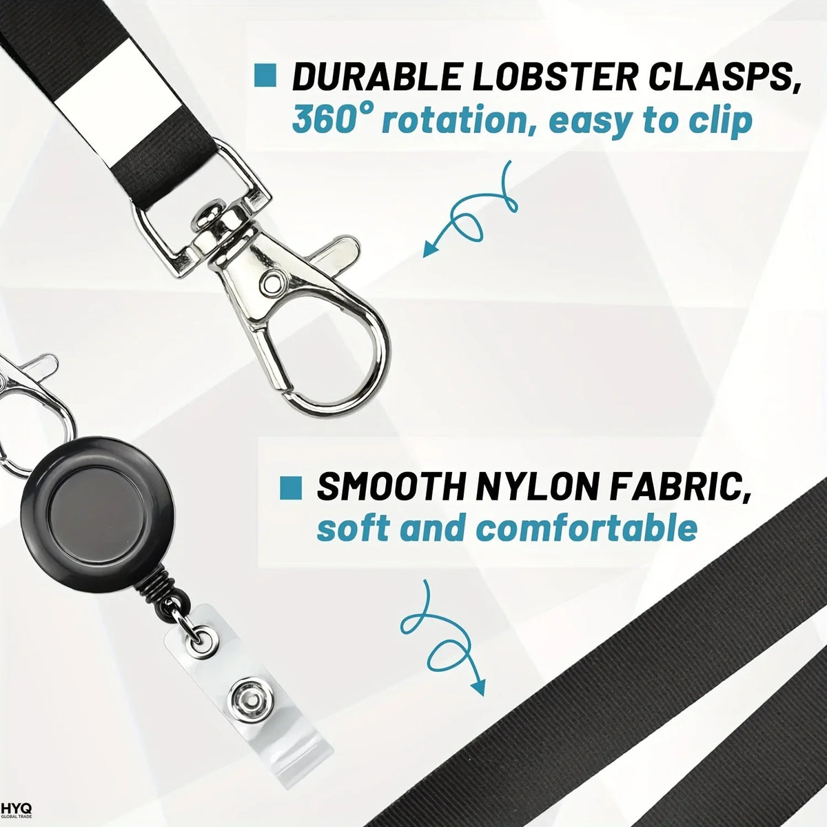 Black Retractable Badge Reel Lobster Clasp Waterproof PVC Card Holder