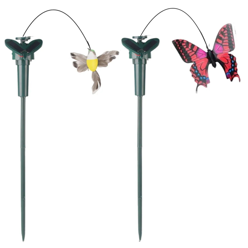 1- Solar Powered Flying Wobble Fluttering Butterfly Ornament Cute