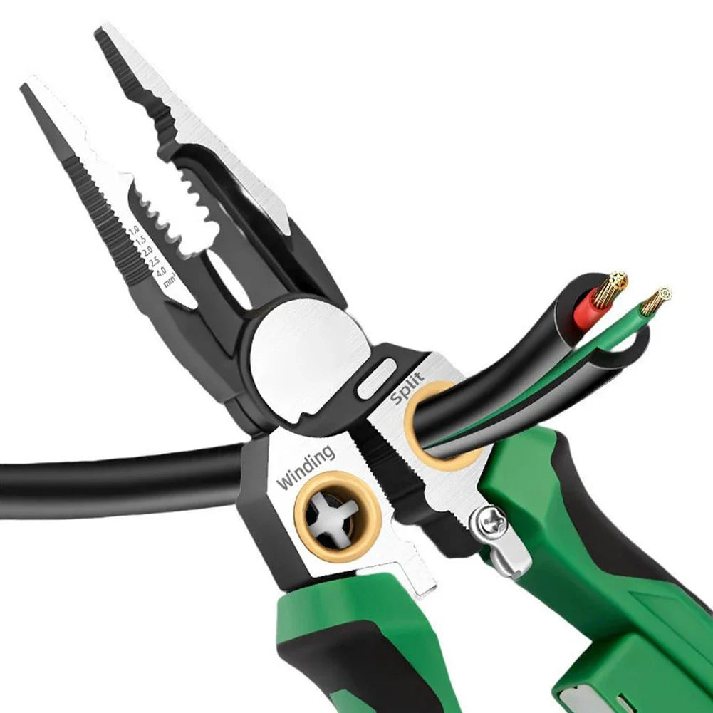 8-in-1 Wire Stripper with Voltage Tester & Needle-Nose Pliers