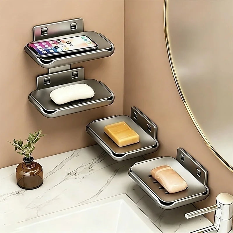 No-Drill Bathroom Corner Shelf Rack – Metal Soap Holder