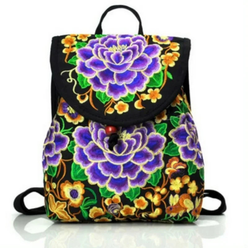 Women's Embroidered Mini Canvas Backpack – Chinese Ethnic Style