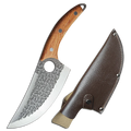 7-Inch Hand Forged Butcher Knife – Full Tang Wood Handle & Sheath