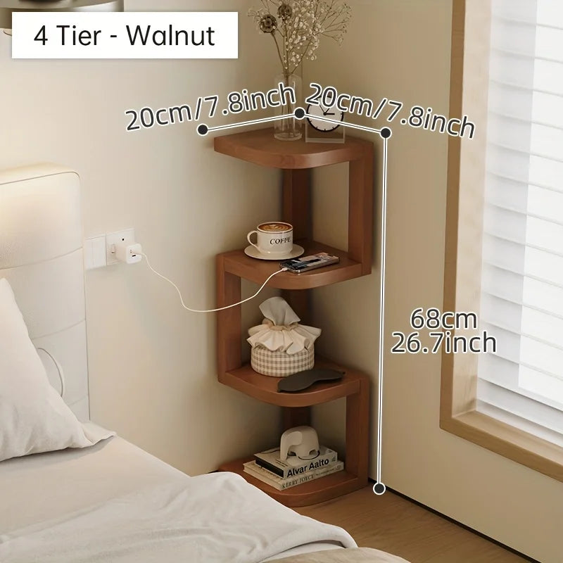 Bamboo Narrow Bedside Corner Shelf – Movable Storage Organizer
