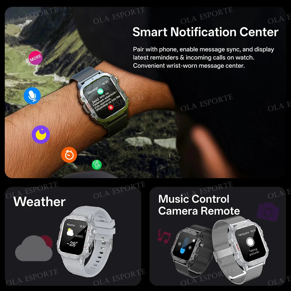 Military Smartwatch 1.44" BT Call GPS Fitness Tracker 3ATM