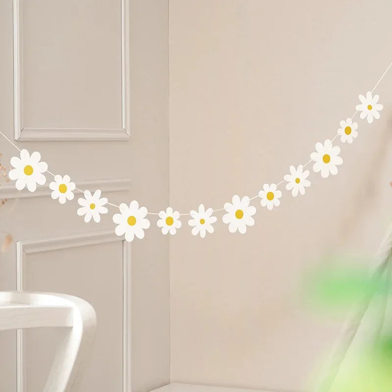 White Flower Garland Banner – Birthday, Baby Shower & Wedding