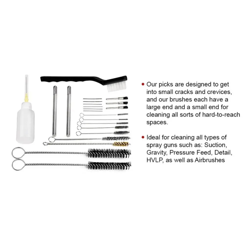 Airbrush Spray Nozzle Cleaning Brush Kit | 17/23Pc + Storage Case