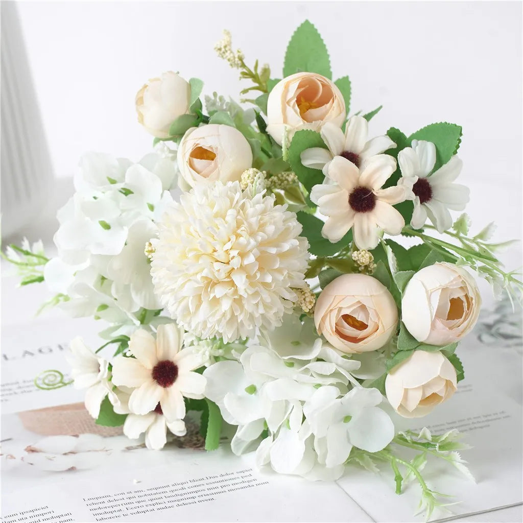 Artificial Silk Hydrangea & Peony Bouquet | Wedding & Home Decor