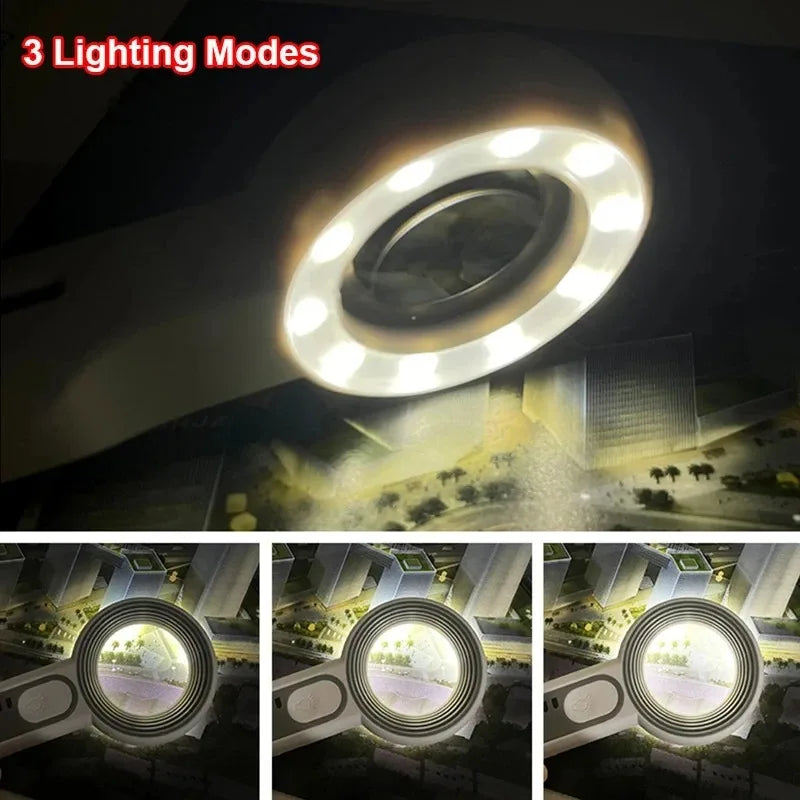 USB Rechargeable LED Magnifying Glass for Electronics & Antiques