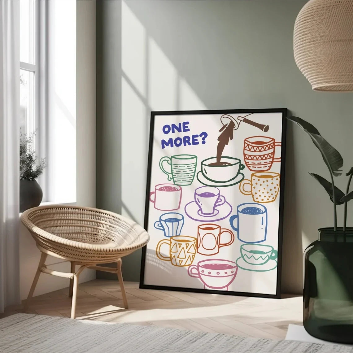 "One More?" Coffee Lover Canvas Wall Art | Kitchen Home Decor
