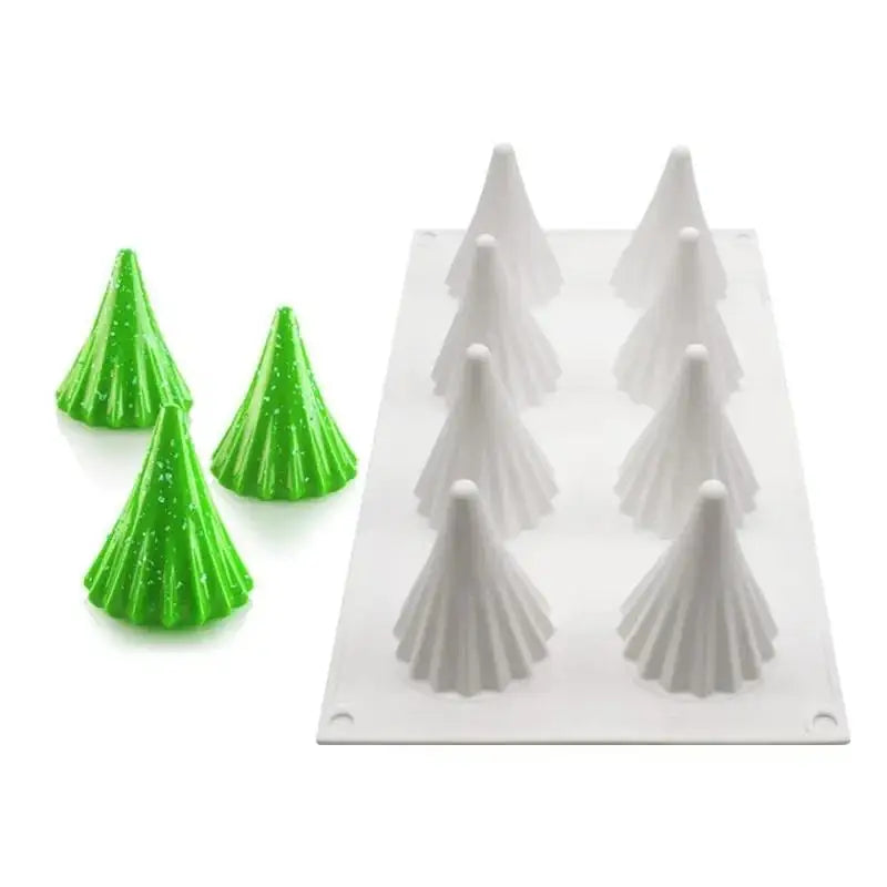8-Grid Christmas Tree Silicone Mold – Chocolate, Candle & Fondant