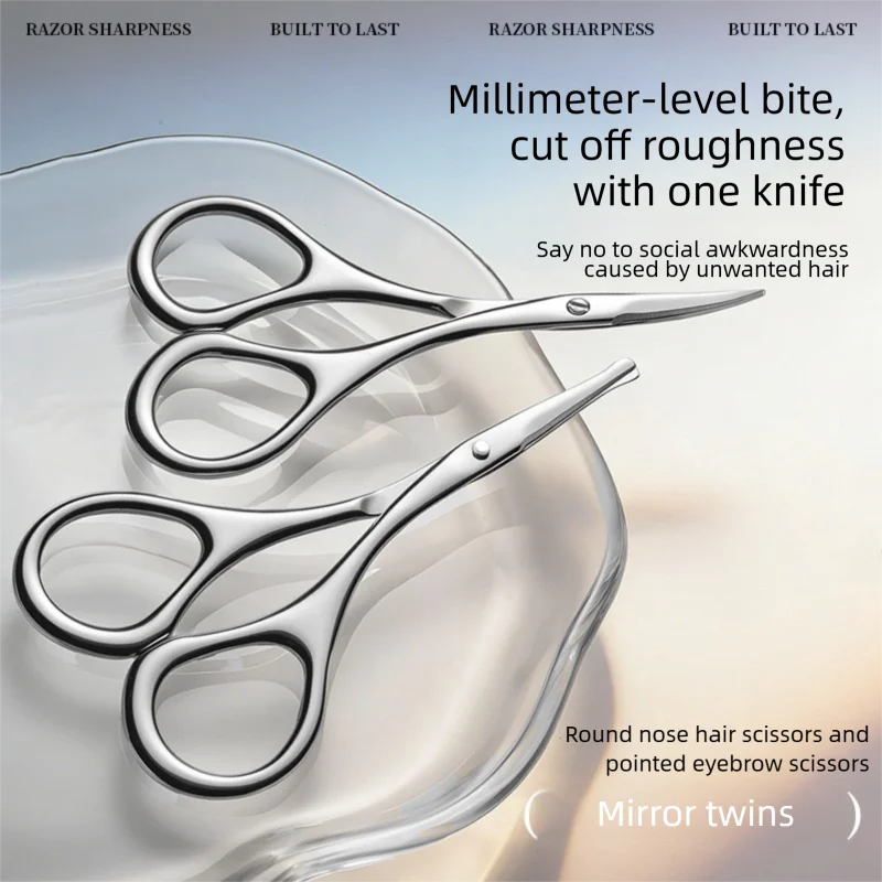 Stainless Steel Grooming Scissors Set – Eyebrow, Nose & Beard