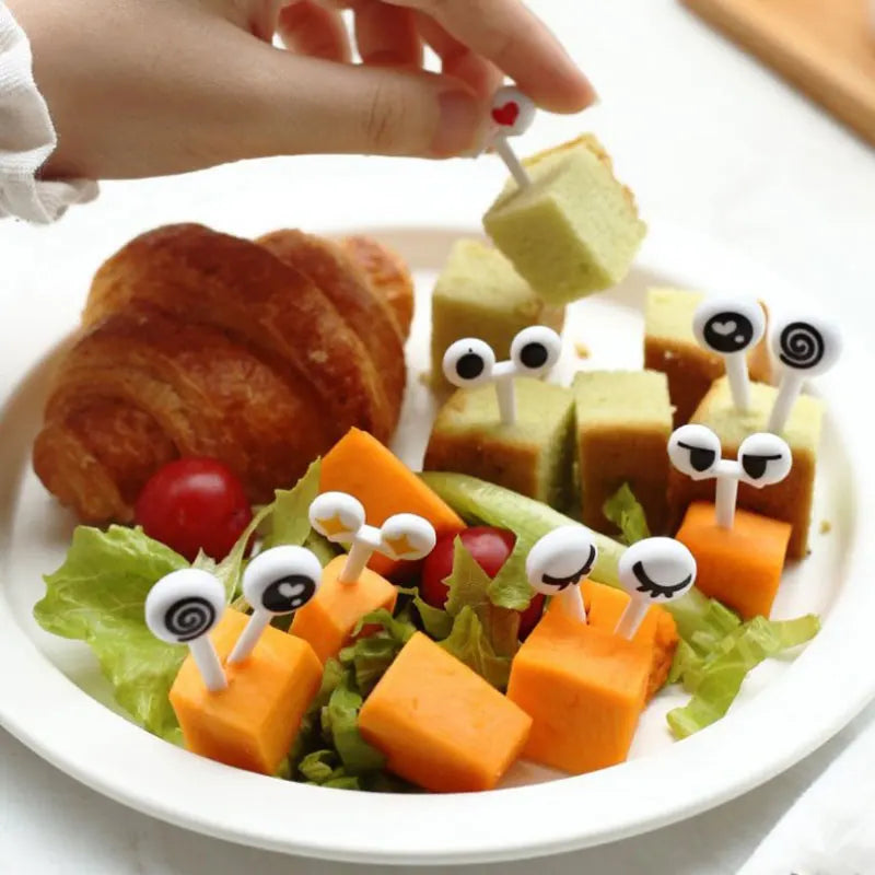 10-Pc Kawaii Cartoon Eyes Mini Food Picks – Bento Fruit Forks